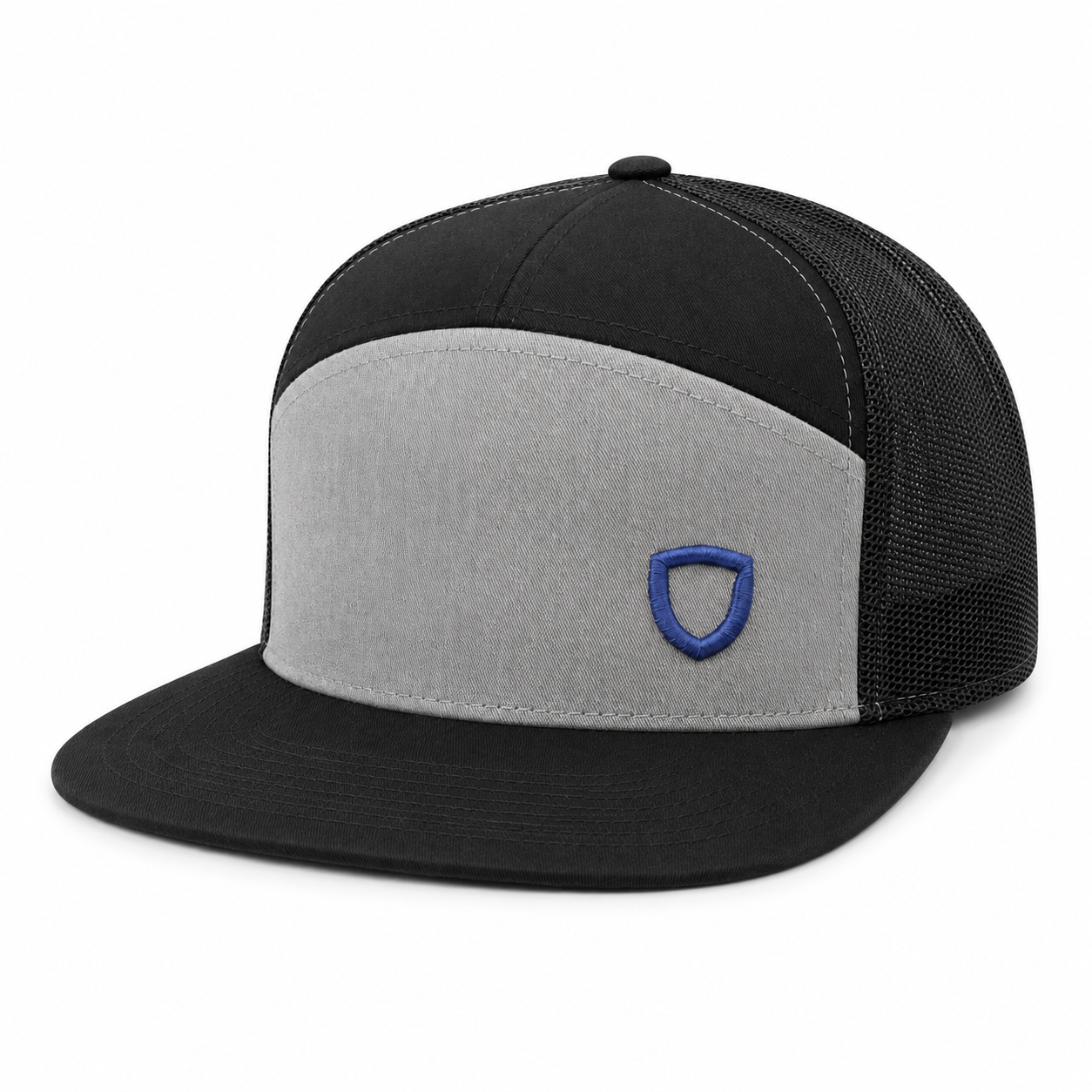 Seven-Panel Trucker Hat - Heather Grey/Black